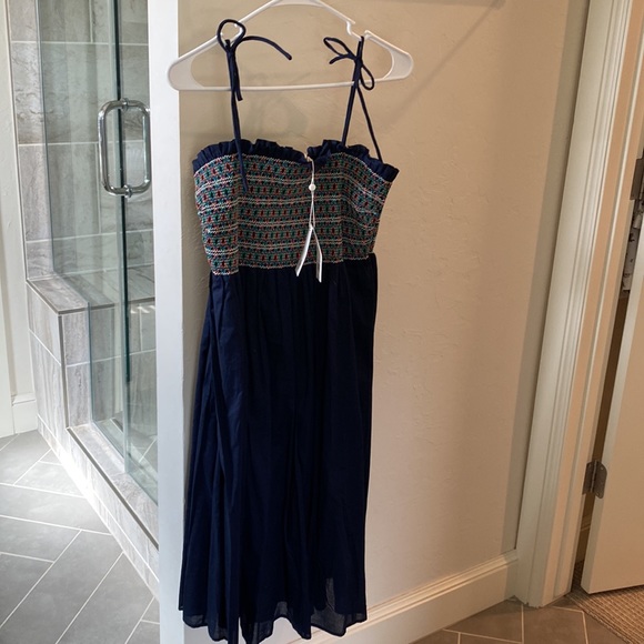 Tory Burch. Never worn. Navy sundress Smocked top - Picture 5 of 6